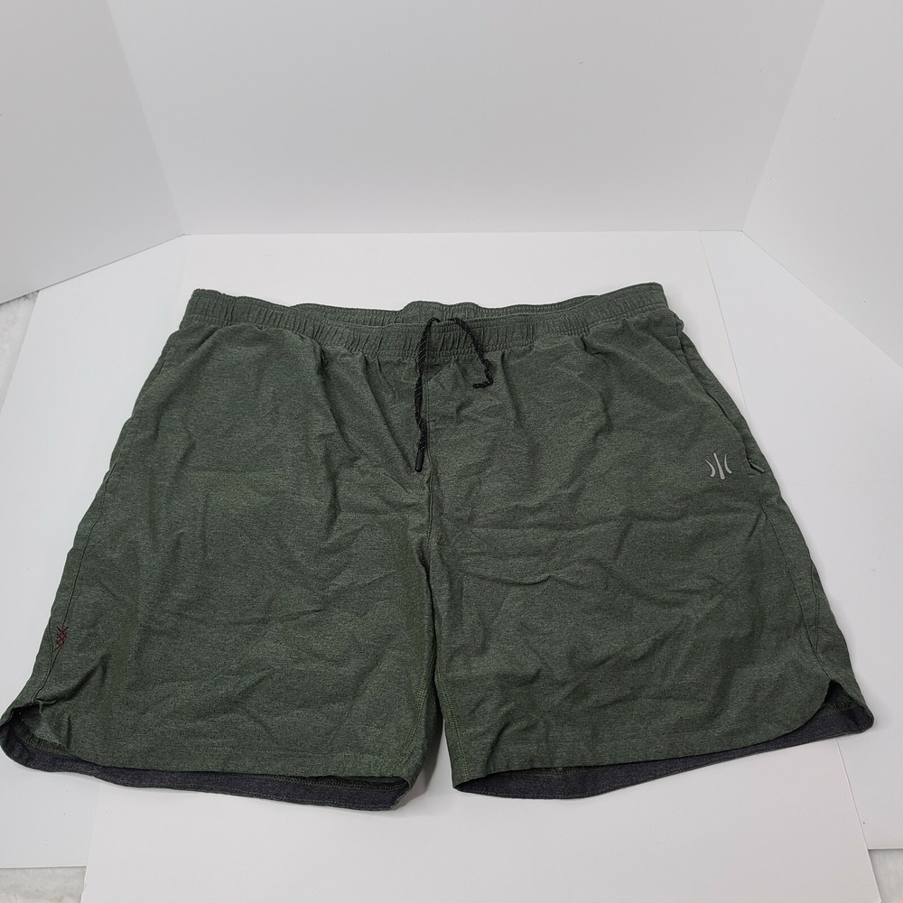 Rhone Men's 2XL Athletic Gym Shorts Unlined Dark Green Workout Running Stretch